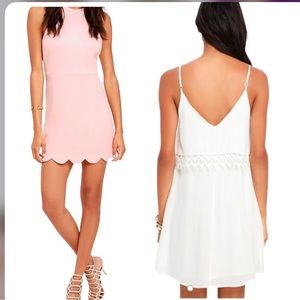 Lulu’s Bundle Peach And White Spaghetti Strap Mini Dresses Size Ladies S